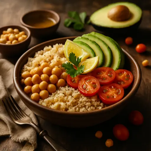 Bowl de Quinoa com Grão e Abacate