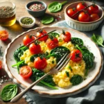 Ovos Mexidos com Espinafres e Tomate Cherry