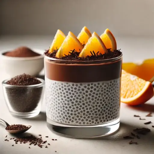 Pudim de Chia com Cacau e Laranja