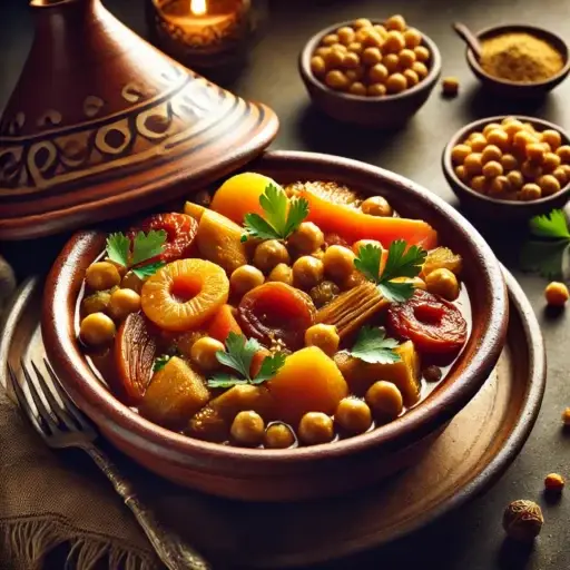 Tagine de Legumes com Damasco e Grão-de-Bico