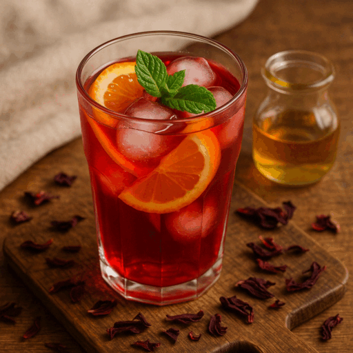 Chá Gelado de Hibisco com Laranja