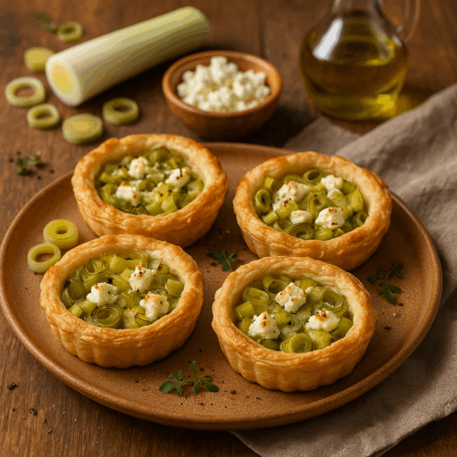 Mini Tartes de Alho-Francês e Queijo de Cabra