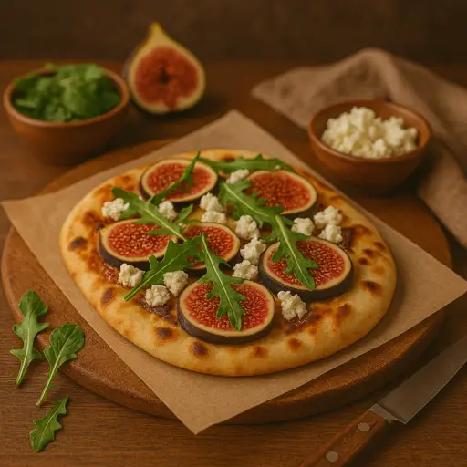 Pizza de Pão Naan com Queijo de Cabra e Figos