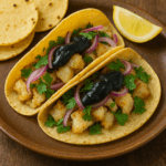 Tacos de Bacalhau com Maionese de Alho Negro