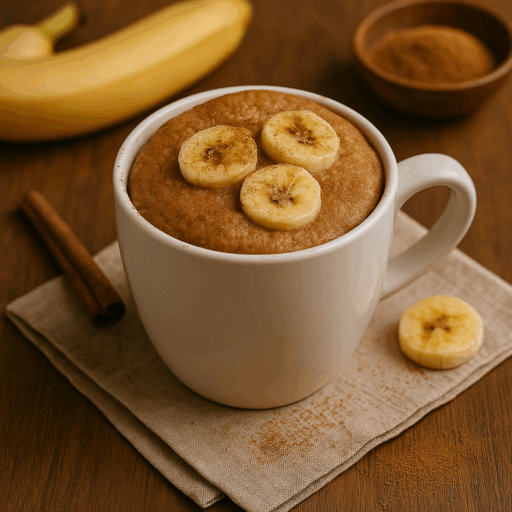 Bolo de Banana e Canela na Caneca