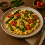 Ovos Mexidos com Espargos e Tomate-Cereja