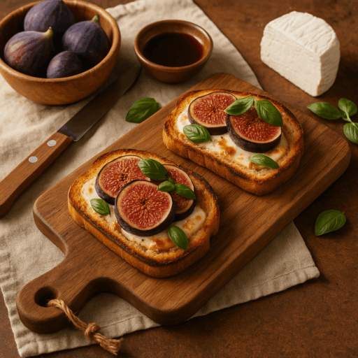 Pizza de Tosta com Queijo de Cabra e Figos