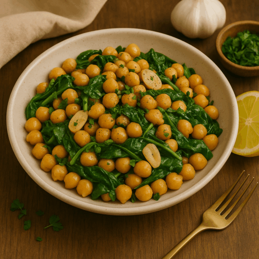 Salada Morna de Grão-de-Bico com Alho e Limão