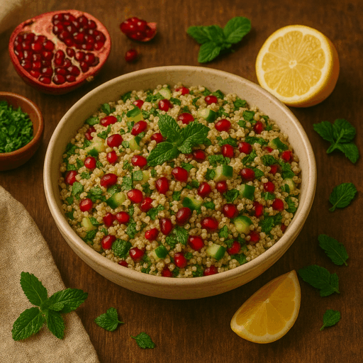 Tabule de Quinoa com Romã e Hortelã