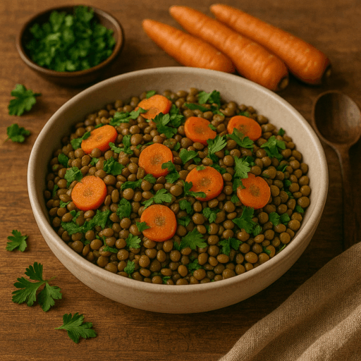 Salada de Lentilhas com Cenoura e Coentros