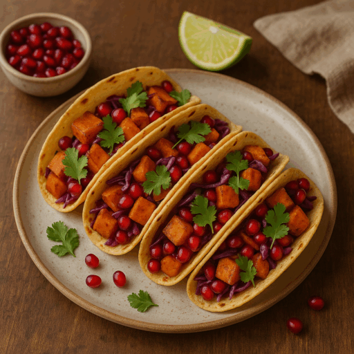 Tacos de Batata-doce e Romã