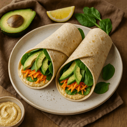 Wraps de Húmus com Cenoura e Abacate