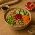 Bowl de Arroz Integral com Edamame e Romã