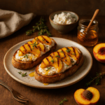 Bruschettas de Pêssego Grelhado com Ricotta e Mel