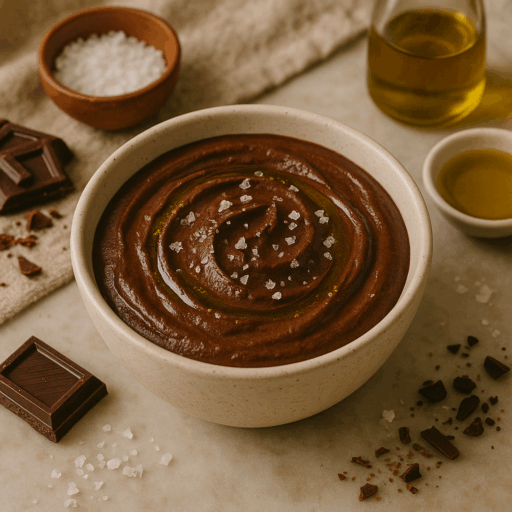 Mousse de Chocolate Negro com Flor de Sal e Azeite
