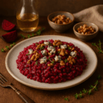 Risotto Cremoso de Beterraba com Queijo Azul e Nozes