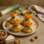 Trouxinhas de Alho-Francês com Queijo e Nozes