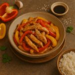 Frango Salteado com Pimentos e Molho de Soja