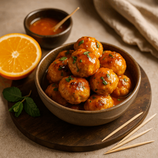 Mini Almôndegas de Frango com Molho Agridoce de Laranja