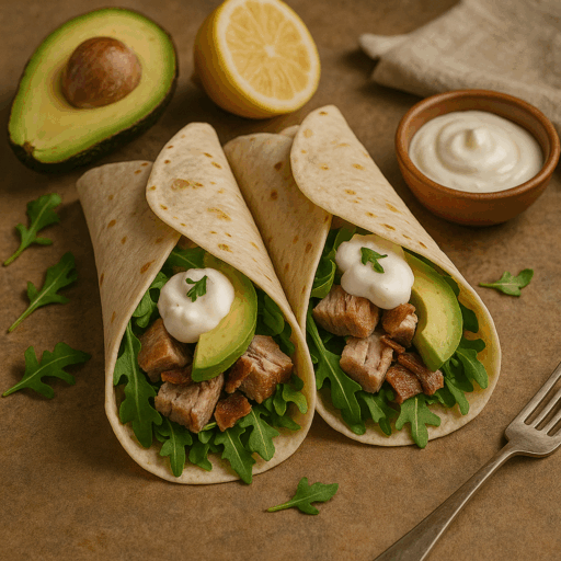 Wraps de Atum Fresco com Abacate e Iogurte Grego