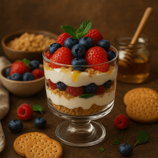 Pavê de Iogurte Grego com Frutos Silvestres