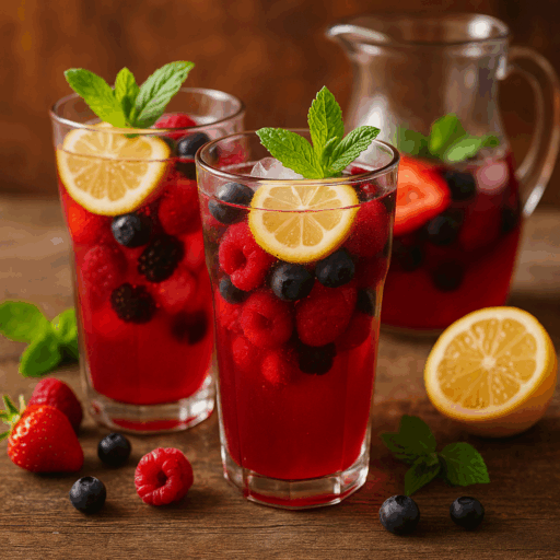 Limonada de Frutos Vermelhos com Hortelã