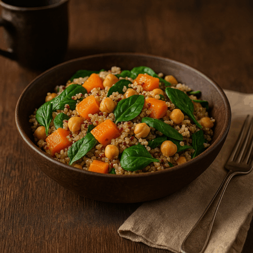 Salada Morna de Quinoa com Abóbora e Grão